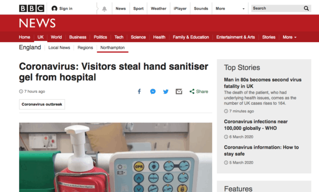 Hand Sanitizer stolen from hospitals Corona Virus